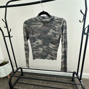 Fashion Nova Gray Camo Long Sleeve Top